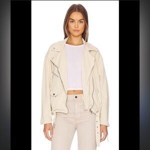 Free People Rebel Beige Moto Jacket